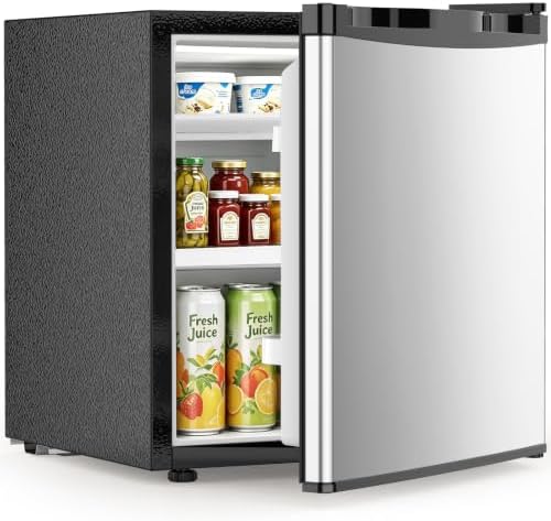 Electactic 1.6 Cu.ft Mini Fridge – Compact Reversible Door Refrigerator with Adjustable Thermostat, Ultra-Quiet Operation, Ideal for Office, Dorm, Bedroom, Apartment (Silver) by Electactic