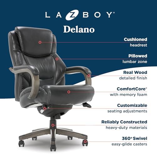 La-Z-Boy Big and Tall Executive Office Chair Lumbar Support, Leather Chair - Image 4
