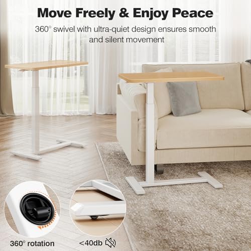 ROMOON Overbed Table with Wheels, Height Adjustable Hospital Bedside Table - Image 6