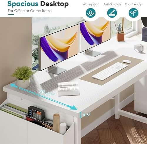 OLIXIS Computer Desk, 55 Inch Gaming Desks for Home Office Small Spaces - Image 5