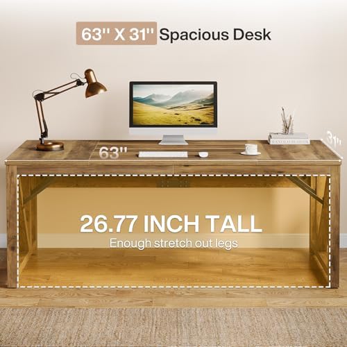 Tribesigns L Shaped Desk with Drawer Cabinet, 63" Executive Computer Desk and lateral File Cabinet, 2 Piece Home Office Furniture with Drawers for Hanging, Door - Image 7