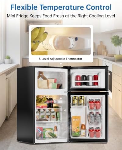 3.2 Cu Ft Mini Fridge with Freezer, Double Door Upright Freezer - Image 5
