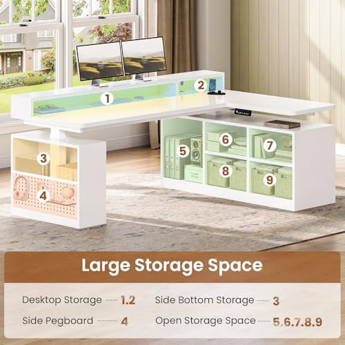 SEDETA L Shaped Electric Corner Standing Desk with Storage, Monitor Stand - Image 4