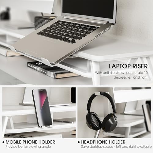 Fenge 42.5-Inch Monitor Stand Riser with Laptop, Phone & Headphone Holders - Image 3