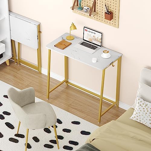 WOHOMO Folding Desk, 31.5" Foldable Computer Table for Small Spaces, Gold - Image 2