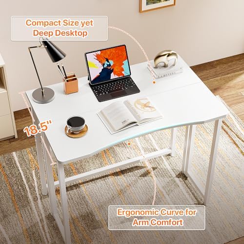 Huuger Folding Desk with Storage Shelf, 31.5 Inch Foldable Computer Table - Image 5