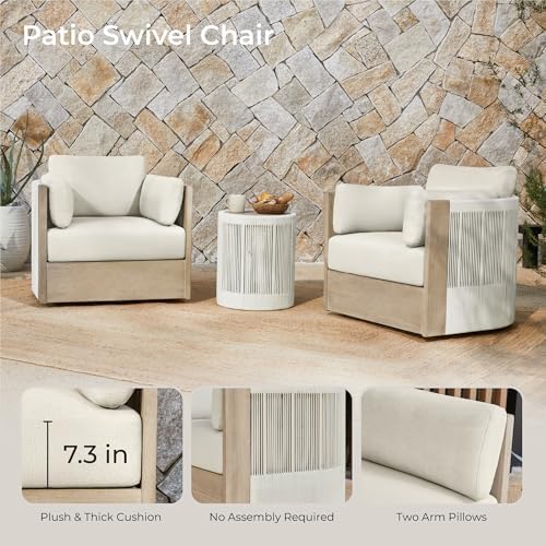 CHITA Acacia Outdoor Patio Swivel Accent Chair, Fully Assembled - Image 6
