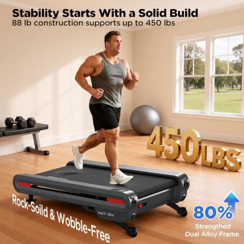Jogwell Walking Pad Treadmill with 12%/20% Auto Incline, 43"x18" Extra-Wide - Image 2