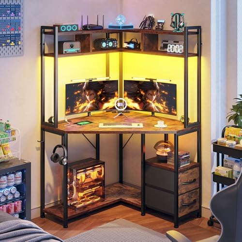 DurayLoly 63"Triangular Corner Desk with Hutch,Ample Storage for Small Room - Image 3