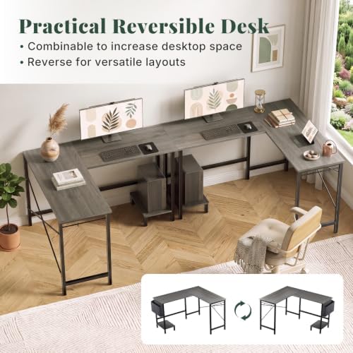 L Shaped Computer Gaming Desk with PC Stand for Home Office - Image 3