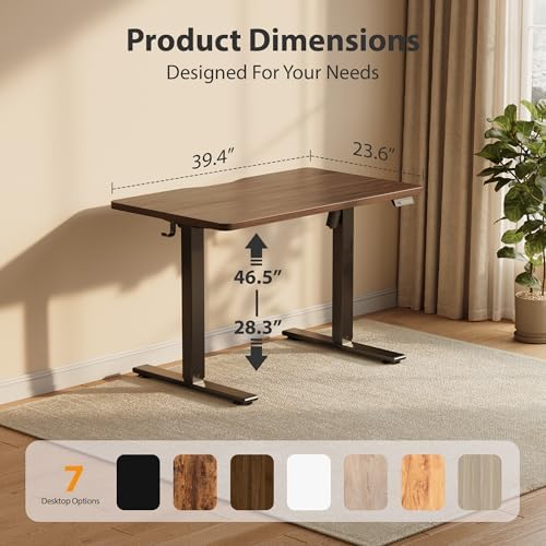 Cubiker Standing Desk, 40x24 Inches Sit Stand Home Office Desk, Electric Stand up Desk, Adjustable Desk with Splice Board, Black Frame/Black Walnut Top - Image 2
