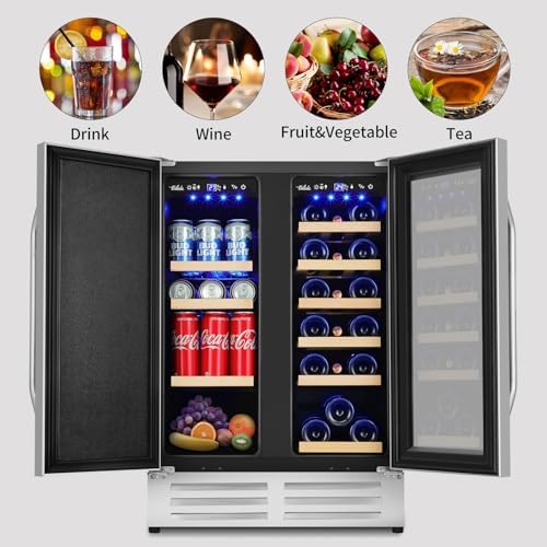 24 Inch Wine and Beverage Refrigerator, Dual Zone Wine Beverage Cooler, Built-in/Freestanding Beer and Wine Fridge with a Powerful Compressor, 20 Bottles and 88 Cans Capacity - Image 6