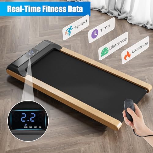 GYMAX Walking Pad, 2.25HP Under Desk Treadmill w/Smart App Control, LED Display & 7-Layer Running Belt, 0.6-3.8 MPH Compact Mini Treadmill for Office & Home, Portable Pad for Small Space - Image 4