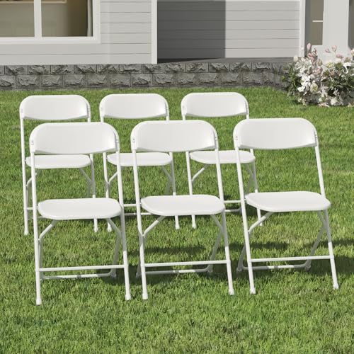 6 Pack White Folding Chairs for School Events Wedding Party Picnic by IWDOO