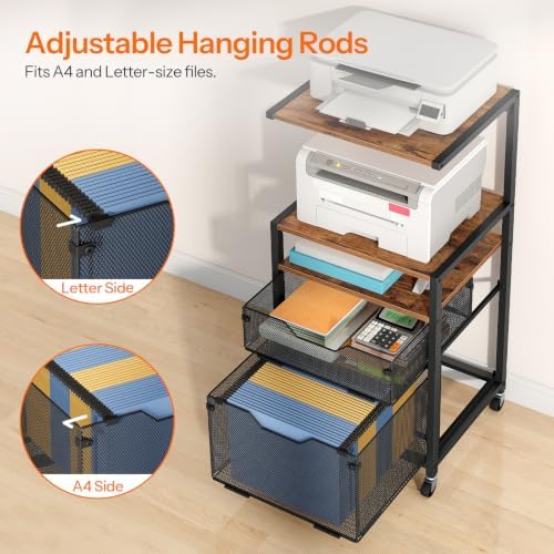 HOOBRO File Cabinet with Shelves, Mobile Filing Cabinet, Printer Stand - Image 6