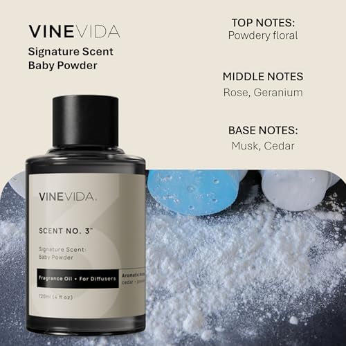 VINEVIDA [4 Fl Oz] Baby Powder Fragrance Oil for Cold Air Diffusers, Essential Oils for Diffuser Oil Refill & Air Freshener Room Spray - Image 2