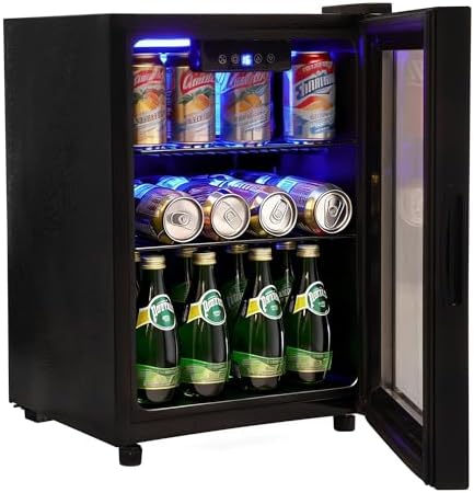 48 Can Mini Fridge, 1.7 Cu.Ft Drink Beverage Cooler with Digital Temperature Control & Glass Door, Countertop Small Beer Soda Wine Refrigerator for Office Bar Dorm Bedroom by Unknown