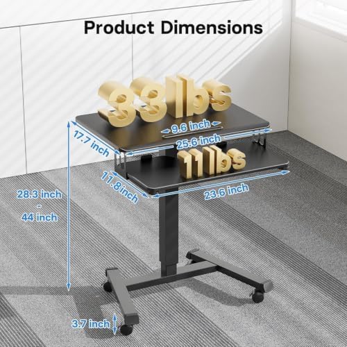 BONTEC Mobile Standing Desk with Keyboard Tray, Mobile Podium on Wheels - Image 2