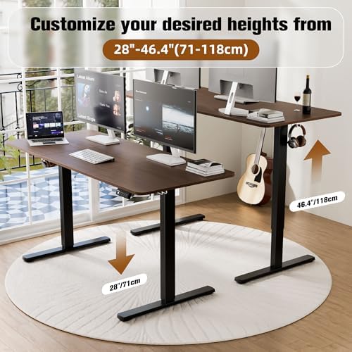 55"x24" Standing Desk, Height Adjustable Sit-Stand Home Office, Walnut - Image 4