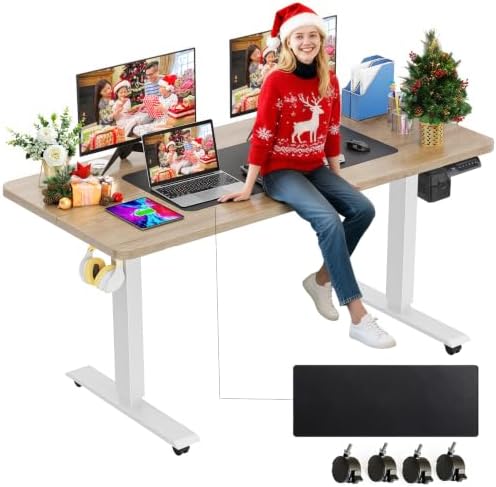 farexon 55x24 Inch Electric Standing Desk with Mouse Pad, Oak Gray by farexon