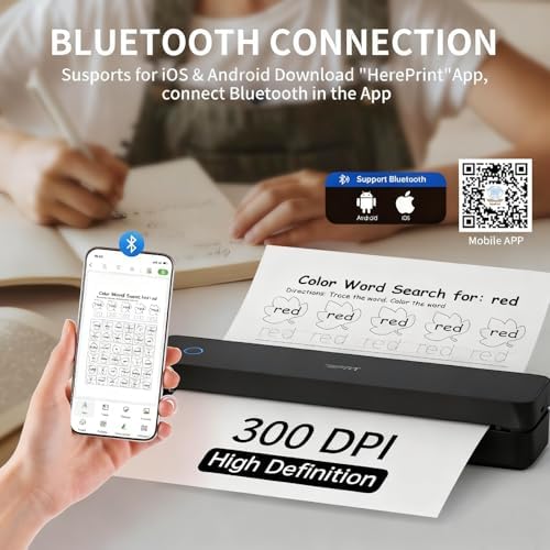 iDPRT Portable Thermal Printer, 300DPI Inkless-Bluetooth Mobile Printers - Image 3