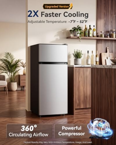 Tehanld 4.4 Cu.Ft Fridge Freezer for Dorm/Office, 2-Door, Quiet - Image 2
