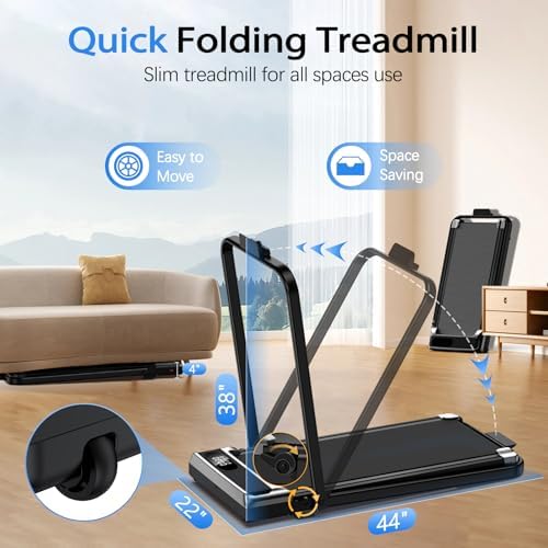 AoraPulse Portable Foldable Treadmills for Home, Small Folding Treadmill for Home Office with 300 LBS Capacity, Walking Running Exercise Electric Compact Treadmill with LED Display - Image 5