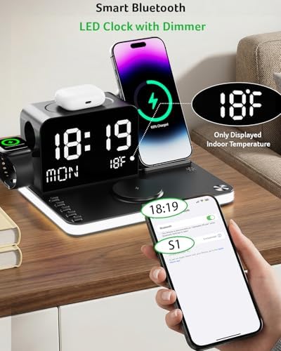 Acer Gadget 7-in-1 Wireless Charging Station Charger Stand for Multiple Devices for Apple - iPhone 17 16 15 14 13 12 Pro Max Apple Watch Airpods, Wireless iPhone Charger Station with Bluetooth TimeSyn - Image 6