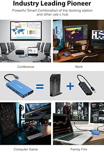 11 in 1 Docking Station, Triple Monitors USBC Laptop Docking Station(Blue) - Image 5