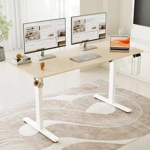 ERGOMAKER 55"x24" Standing Desk, Adjustable Sit-Stand Home Office, Oak - Image 2