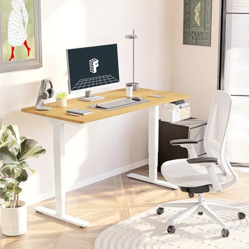 FLEXISPOT E6 3-Stage Dual Motor Electric Standing Desk 55 x 28 Sit Stand Up Desk, Holds 220 lbs, Adjustable Height w/Memory Presets, One-Piece Maple Desktop & White Frame, Ships in 2 Boxes - Image 2