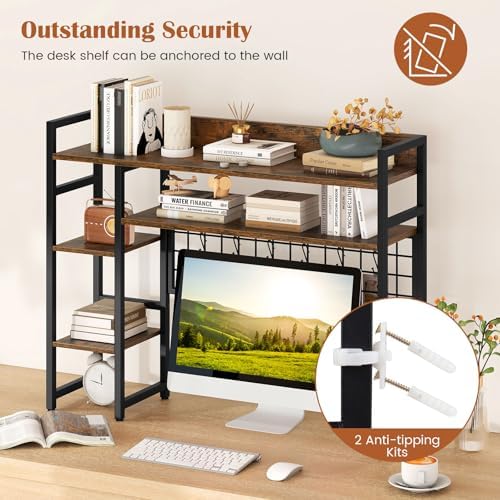Desktop Bookshelf, 4-Tier Storage Display Shelves - Image 7