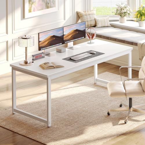 PRAISUN 54 x 19.7 Inch Computer Desk, 0.95'' Thicker, Heavy Duty, White - Image 2