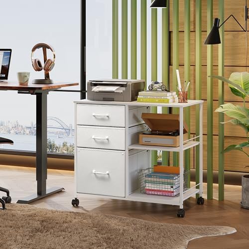 DEVAISE 3 Drawer Mobile File Cabinet with Open Storage Shelf - Image 2