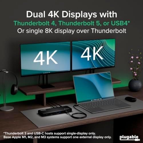 Plugable Thunderbolt 4 Dock with 100W Charging, Dual Monitor - Image 3