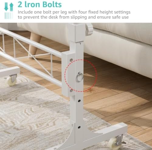 WINAZ Rolling Standing Desk with Wheels, 32" Adjustable Height Small Portable Teacher Desk for Classroom, Mobile Treadmill Walking Pad Table for Laptop, Compact White Home Office Workstation - Image 7
