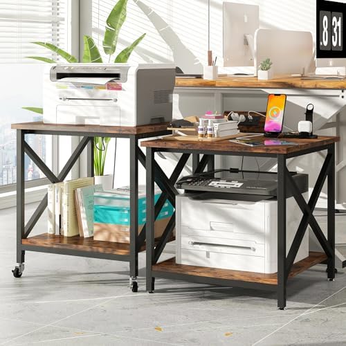 METYERRY 24"x23.6" Large Printer Stand with Power Outlet - Image 2