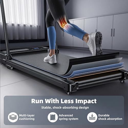 Walking Pad Treadmill for Home - Folding Treadmills with Handle Bar Portable Compact Fold up Indoor Foldable Handles Electric Walk Pads Small Spaces Mini Running Quiet Under Bed Office - Image 4
