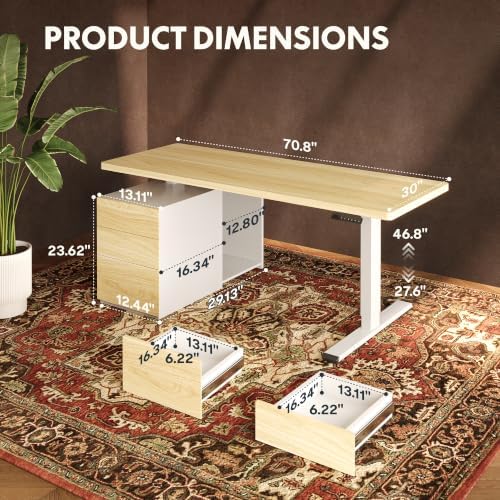 FLEXISPOT 71" Executive Standing Desk with Drawers & CPU Cabinet - Image 2