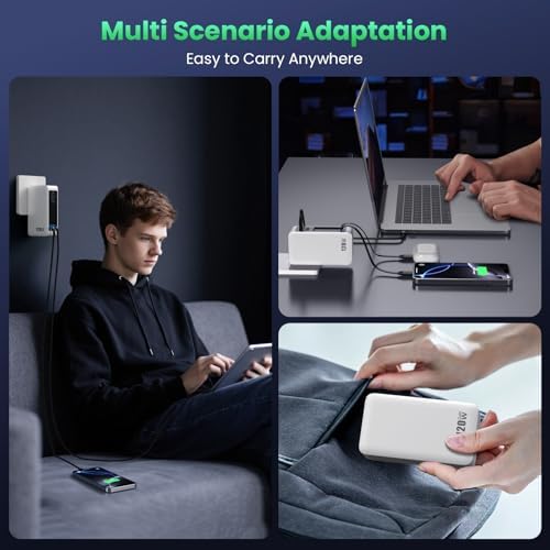 120W USB C Charger Block with 2 Built-in Retractable Cables,4-in-1 GaN IV Foldable Plug Wall Charger Fast Charging Station,PD 65W Laptop Adapter for MacBook/iPad,iPhone 17/16/15/14,Galaxy,Android etc - Image 7
