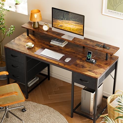 Huuger 55 inch Computer Desk with Power Outlets & 4 Drawers - Image 2