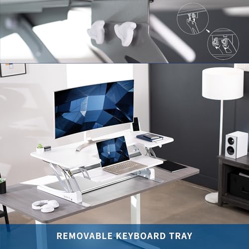 VIVO White 48 in Standing Desk Converter, DESK-V048VW - Image 6