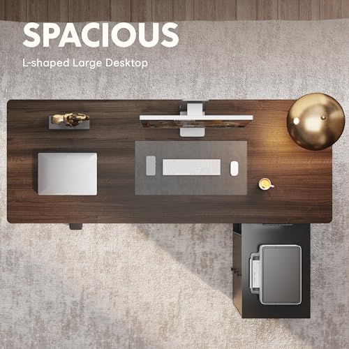 FLEXISPOT 71" Executive Standing Desk with File Cabinet, Black Walnut - Image 5