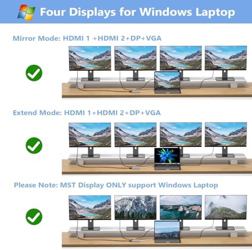 USB C Docking Station Dual Monitor for HP,Laptop Docking Station 3 Monitors - Image 5