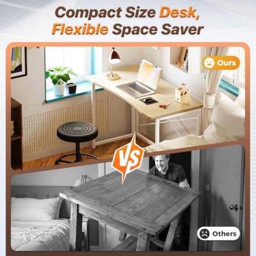 Huuger Folding Desk for Small Spaces, 39.4 Inch Foldable Computer Table - Image 3