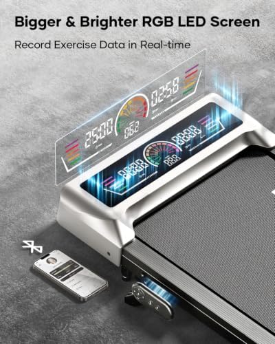 TOPUTURE Walking Pad Treadmill with 10% Incline, 3.0HP Brushless Under Desk Treadmill for Home Office, Portable Walking Treadmill with RGB LED Display, Remote & App Control, 300 lbs Capacity - Image 3
