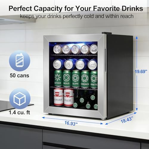 Mini Beverage Refrigerator Cooler -Small Beverage Fridge 1.4cu.ft - Image 4