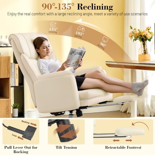 FelixKing Office Chair, Flip Armrests for Pets Criss Cross Legged, White - Image 6