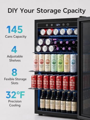 Icyglee 145 Can Mini Fridge, 4.5 Cu.Ft Beverage Refrigerator Cooler, Silver - Image 3