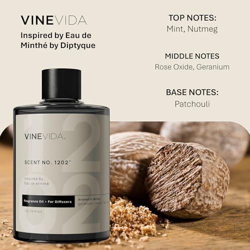 VINEVIDA [16 Fl Oz] Scent NO. 1202 Fragrance Oil for Cold Air Diffusers, Aromatic Notes of Mint, Nutmeg, Rose Oxide & Patchouli Essential Oils for Diffuser Oil Refill & Air Freshener Room Spray - Image 2
